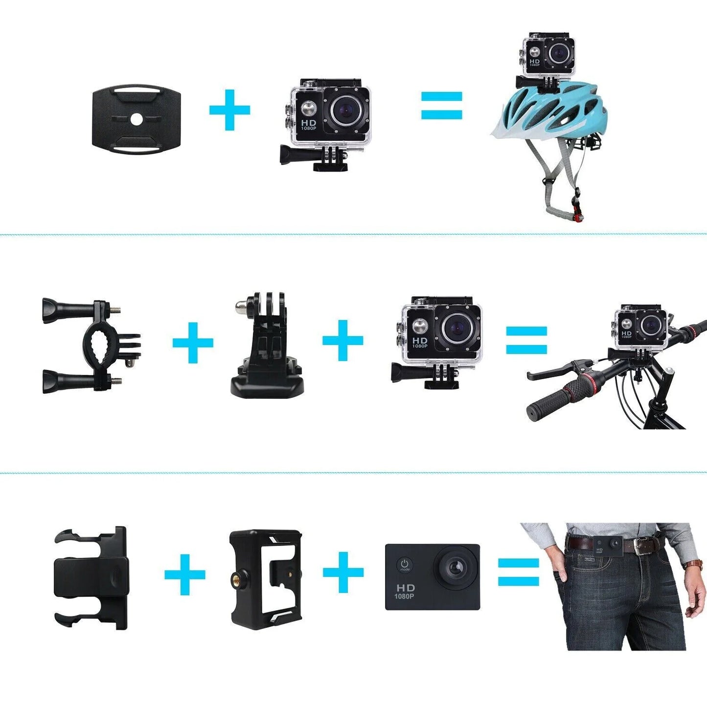 4K Waterproof Action Camera with 20 MP Resolution and 1080P HD Video Recording, 170° Wide Angle Lens