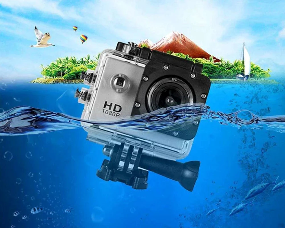 4K Waterproof Action Camera with 20 MP Resolution and 1080P HD Video Recording, 170° Wide Angle Lens